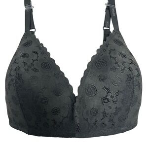Aerie Black‎ Lace Plunge Lined Bra  Size 36DDD Adjustable Straps Convertible
